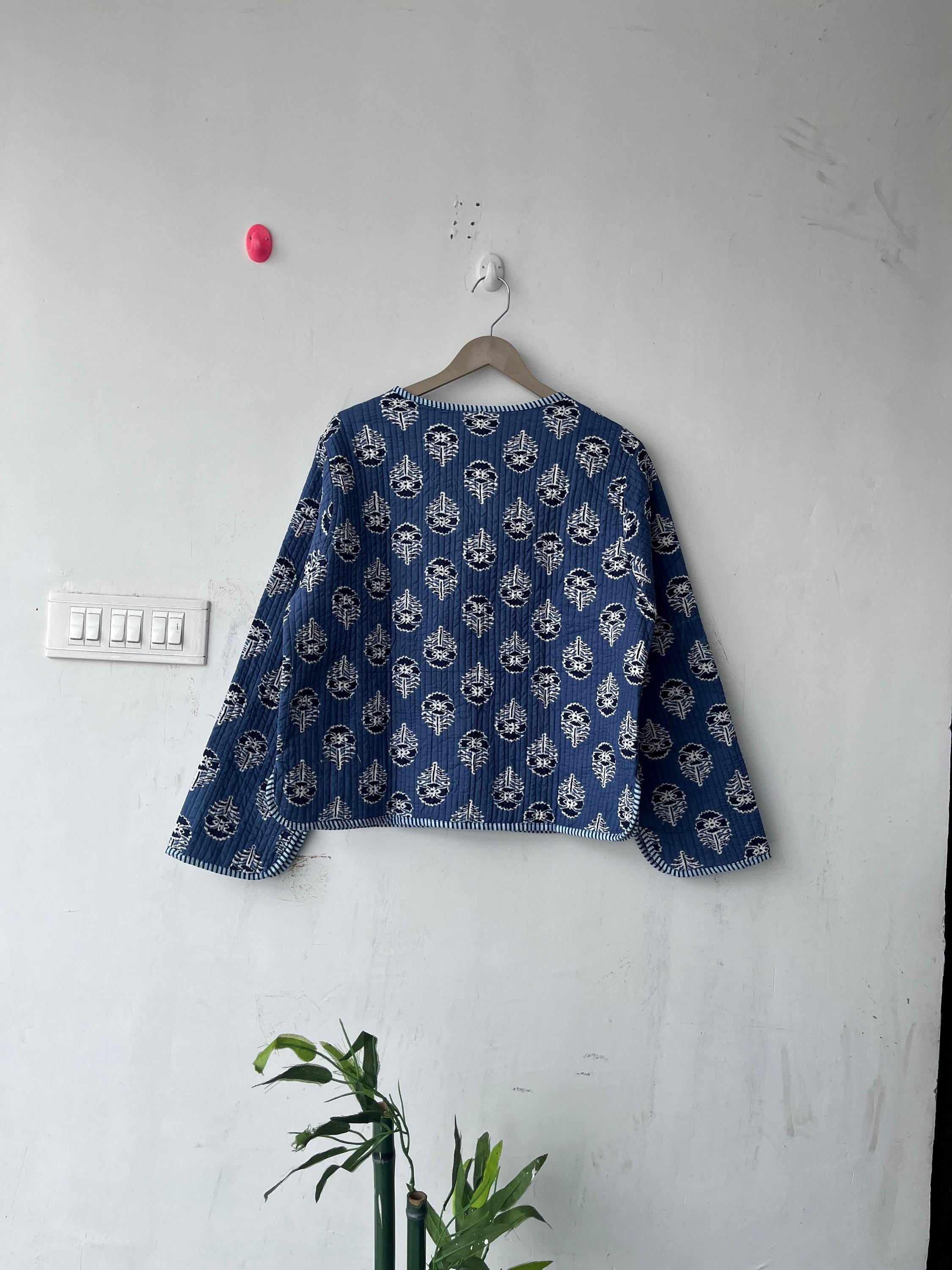 Block Printed Cotton Quilted Jacket - Boho Handmade Women's Coat