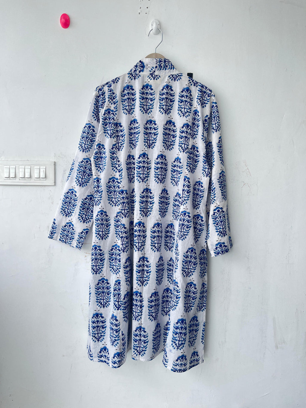 Block Print Cotton Kimono Robe: Lightweight Floral Dressing Gown