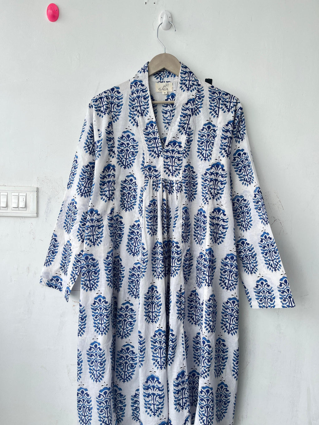 Block Print Cotton Kimono Robe: Lightweight Floral Dressing Gown