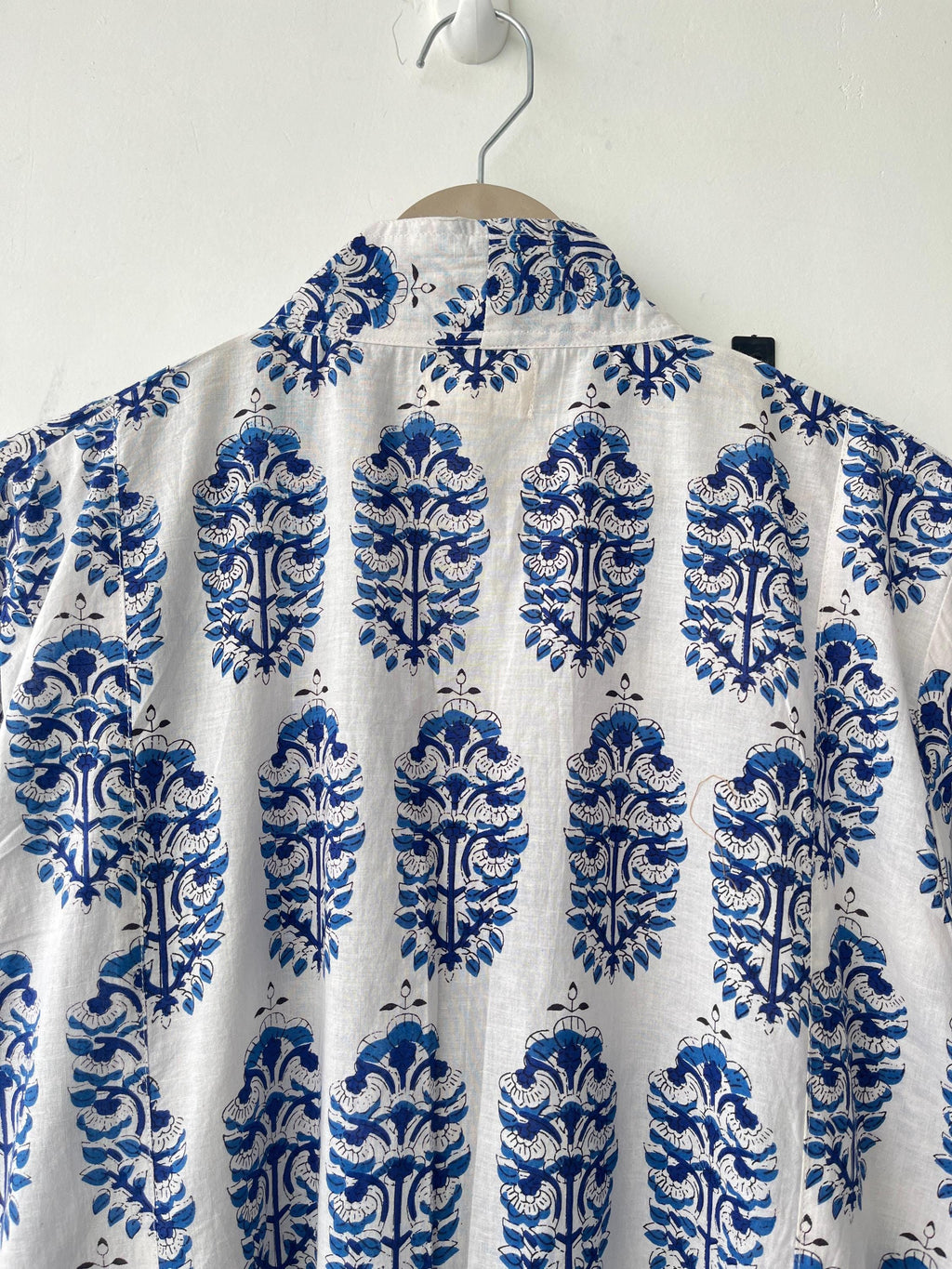 Block Print Cotton Kimono Robe: Lightweight Floral Dressing Gown