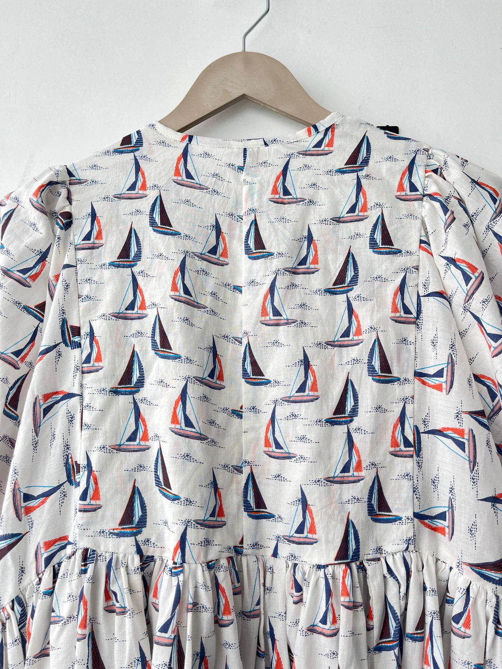 Floral Hand Block Print Cotton Midi Dress: Deep Neck Summer Dress