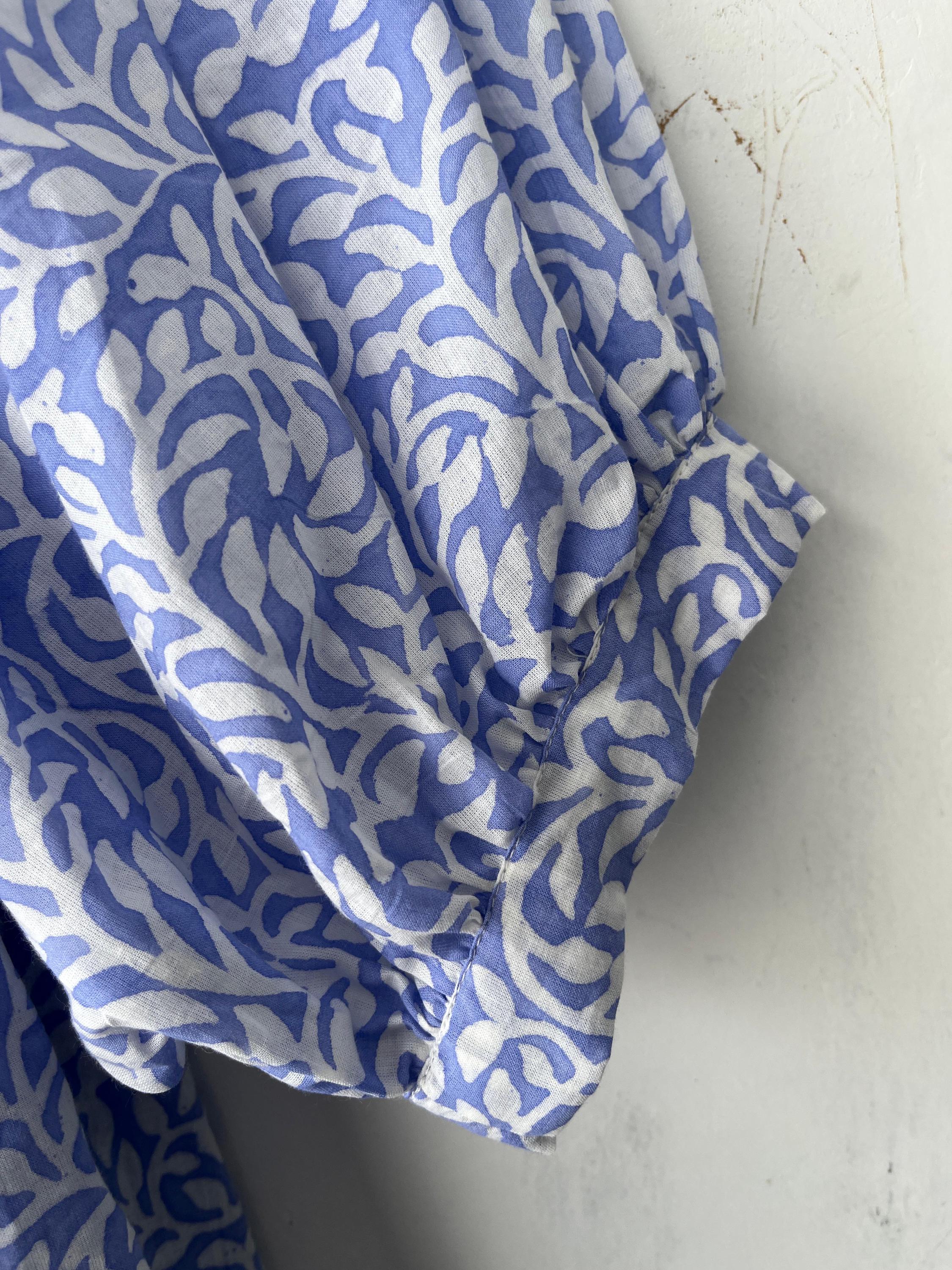 Floral Hand Block Print Cotton Midi Dress: Bohemian Style