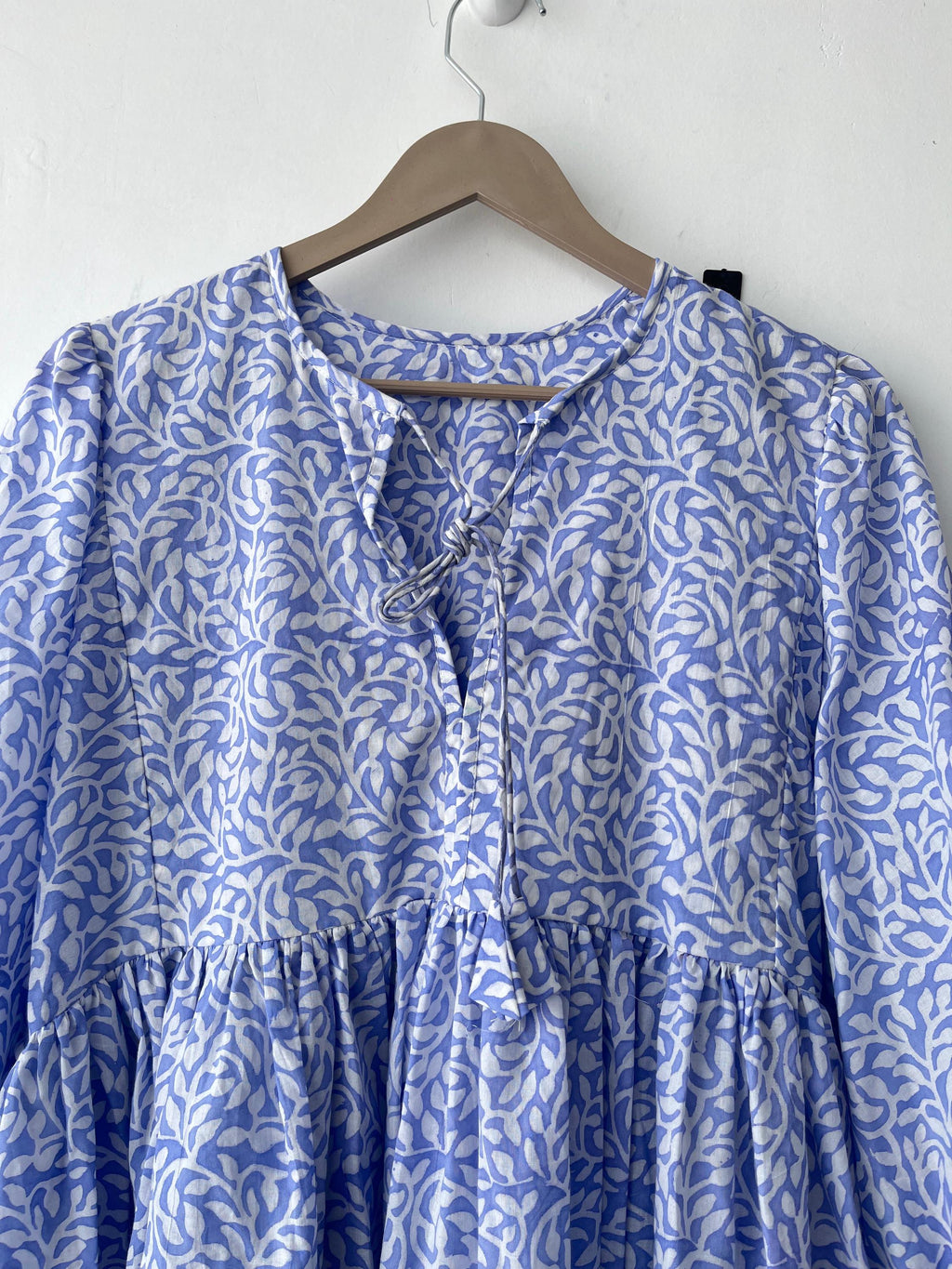 Floral Hand Block Print Cotton Midi Dress: Bohemian Style