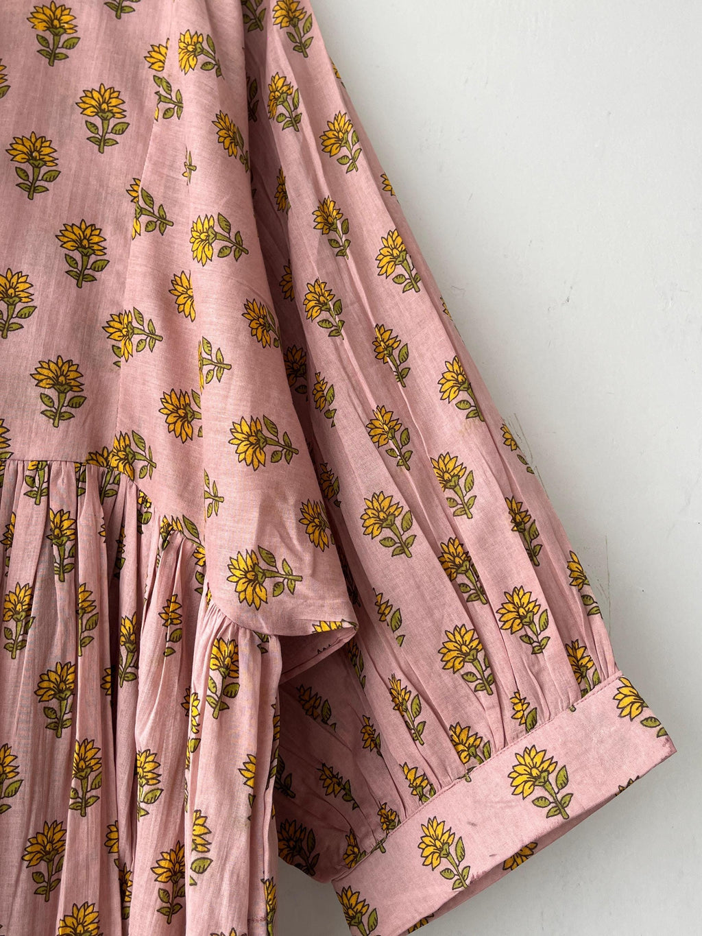 Floral Block Print Cotton Midi Dress: Ethically Handcrafted Summer Dress