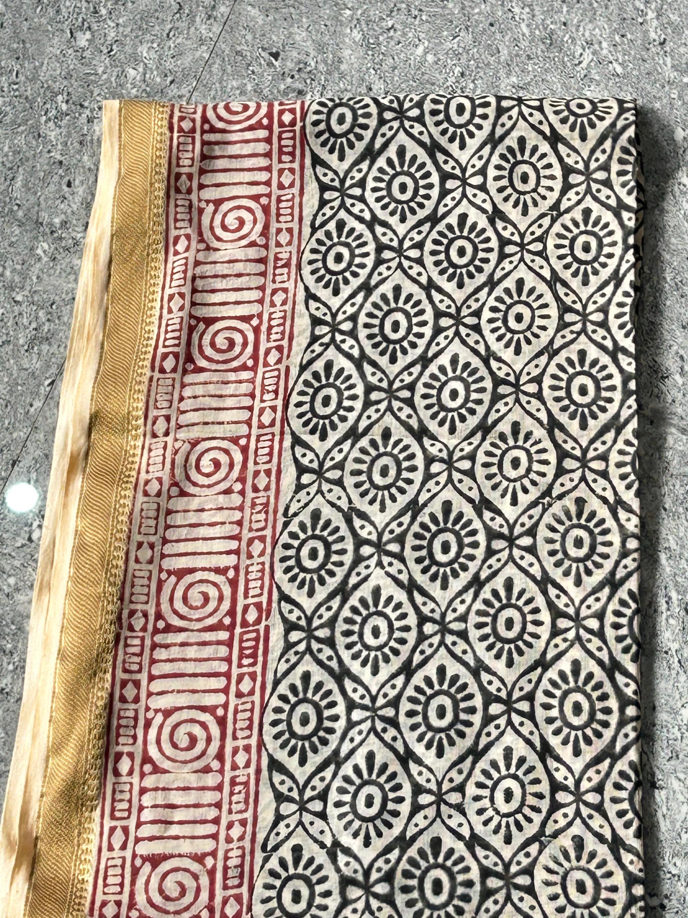 Hand Block Printed Cotton Sarong: Beach Wrap, Swim Cover-Up