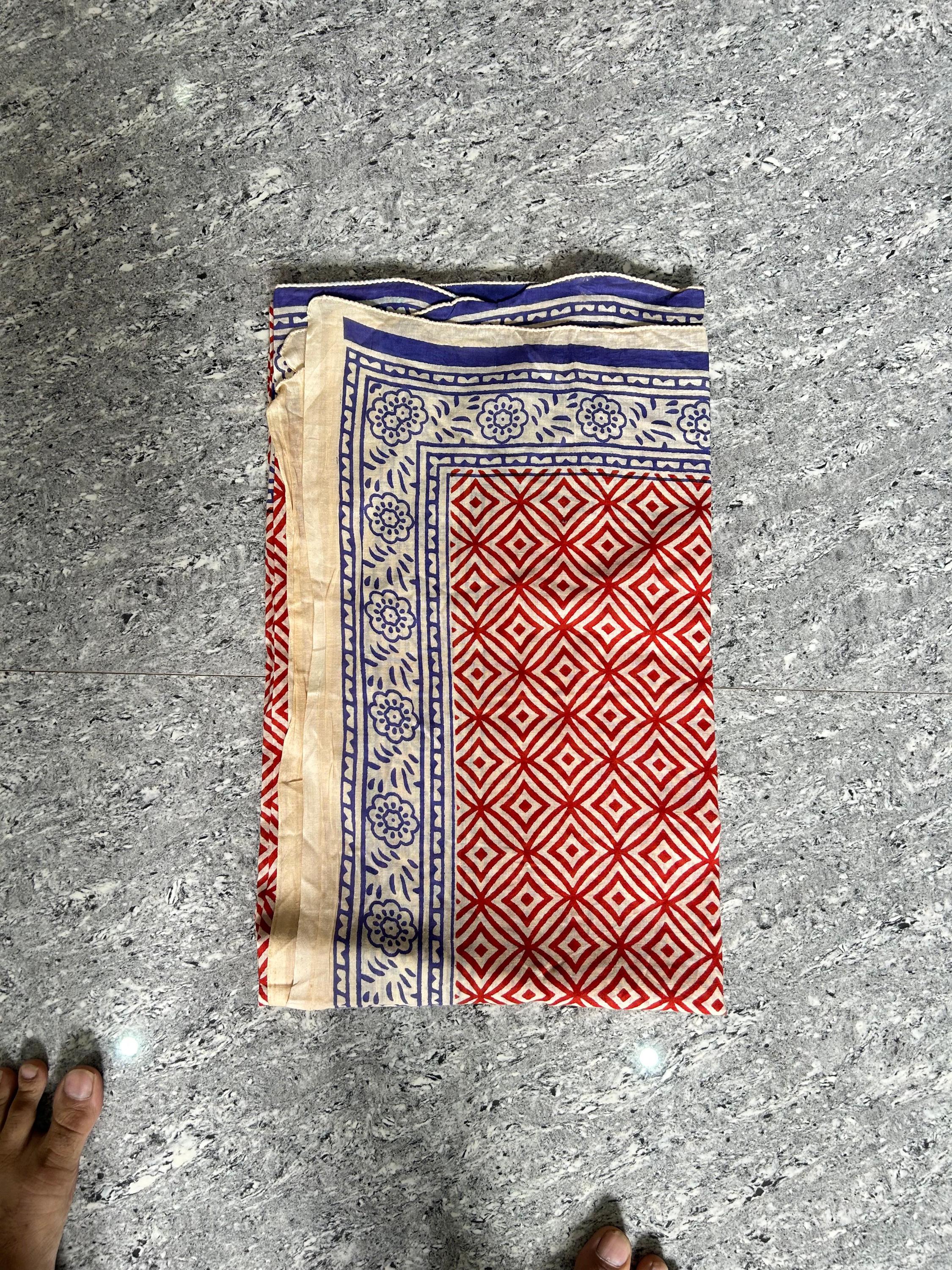 Hand Block Printed Cotton Sarong: Beach Wrap, Swim Cover-Up