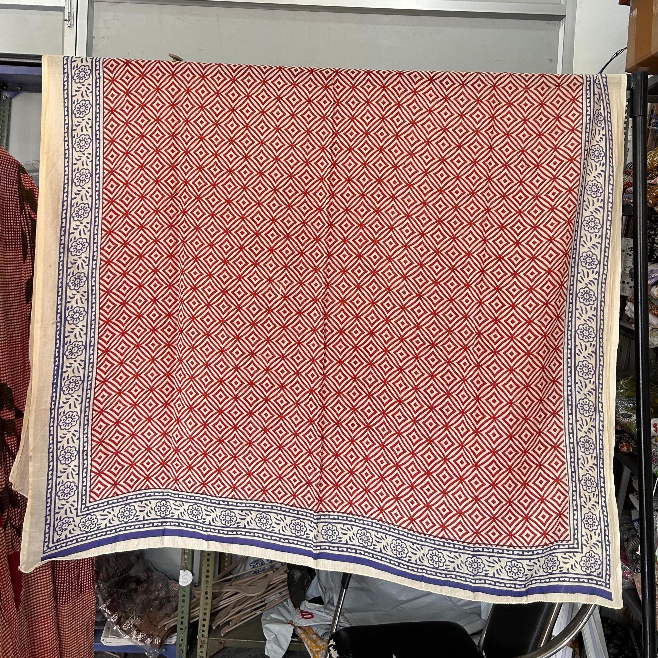 Hand Block Printed Cotton Sarong: Beach Wrap, Swim Cover-Up