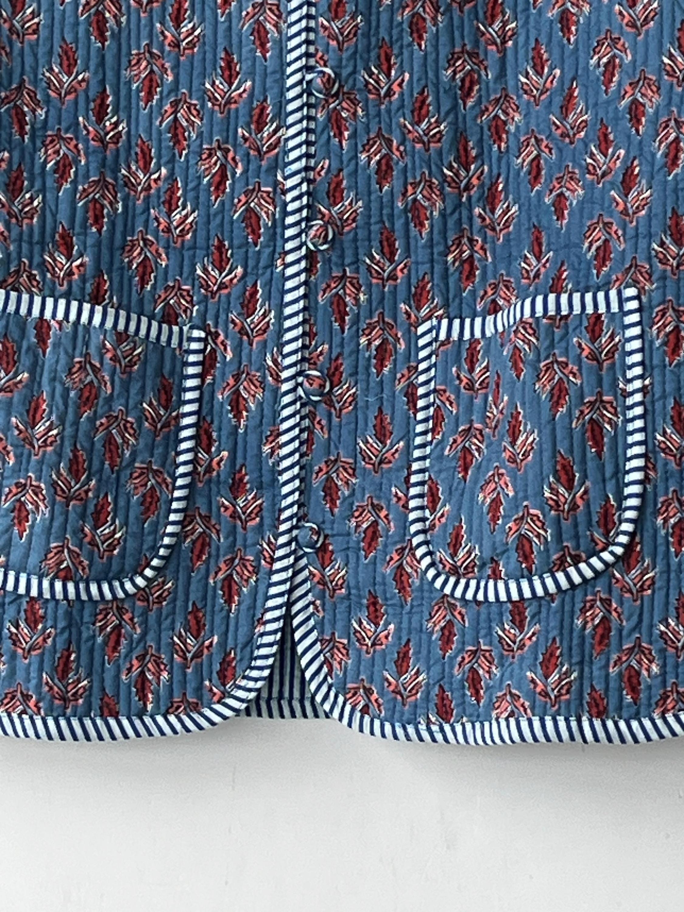 Block Printed Cotton Quilted Jacket - Boho Handmade Women's Coat