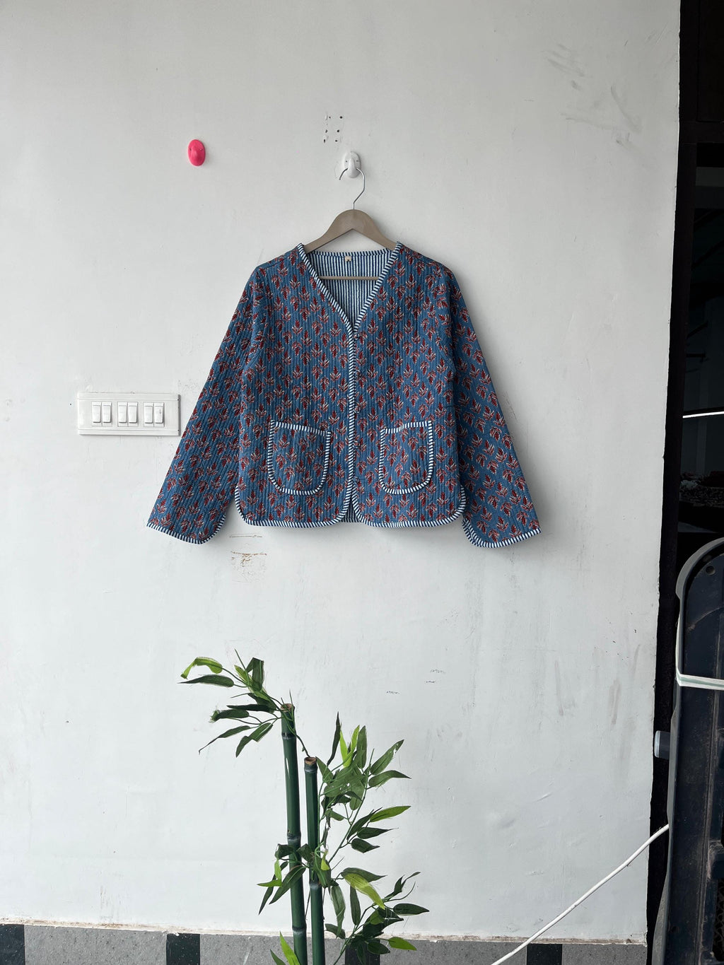Block Printed Cotton Quilted Jacket - Boho Handmade Women's Coat