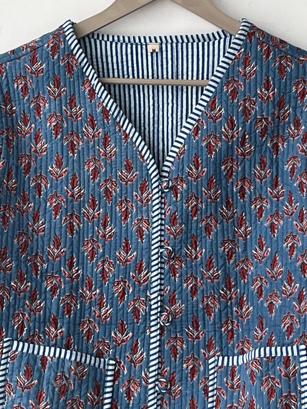 Block Printed Cotton Quilted Jacket - Boho Handmade Women's Coat