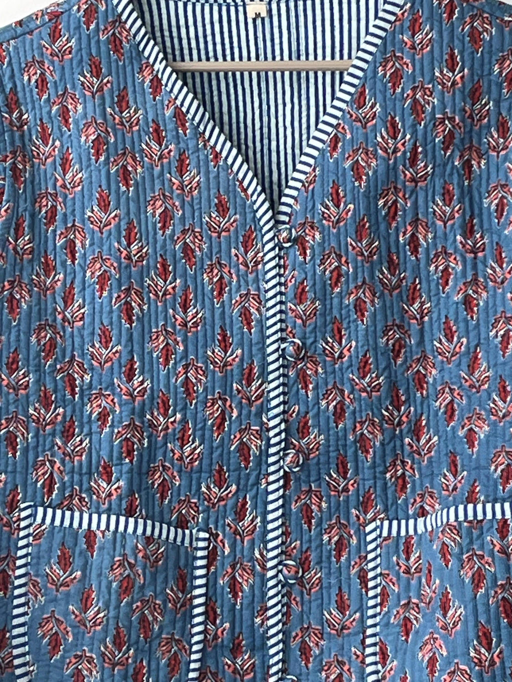 Block Printed Cotton Quilted Jacket - Boho Handmade Women's Coat