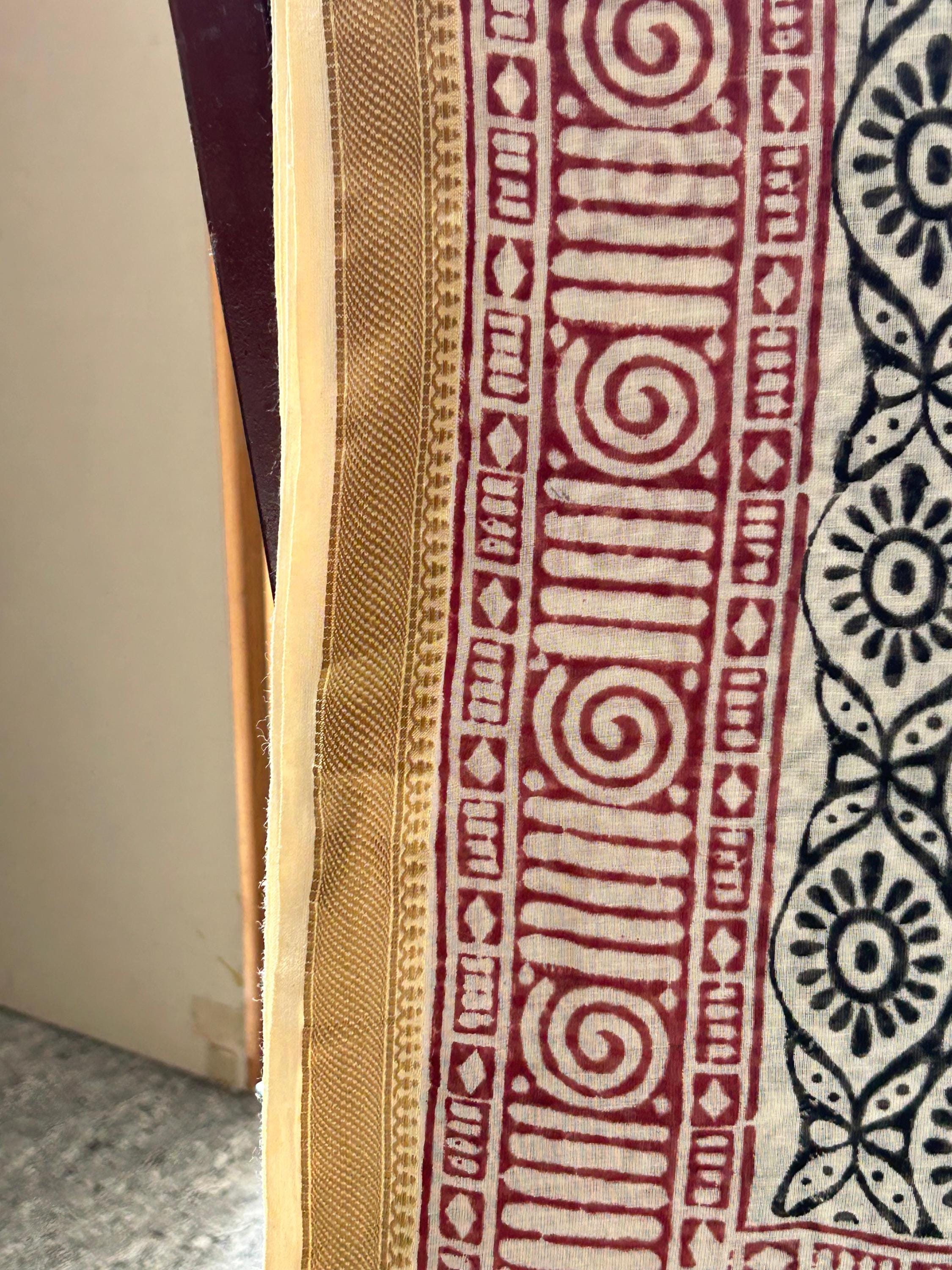 Hand Block Printed Cotton Sarong: Beach Wrap, Swim Cover-Up