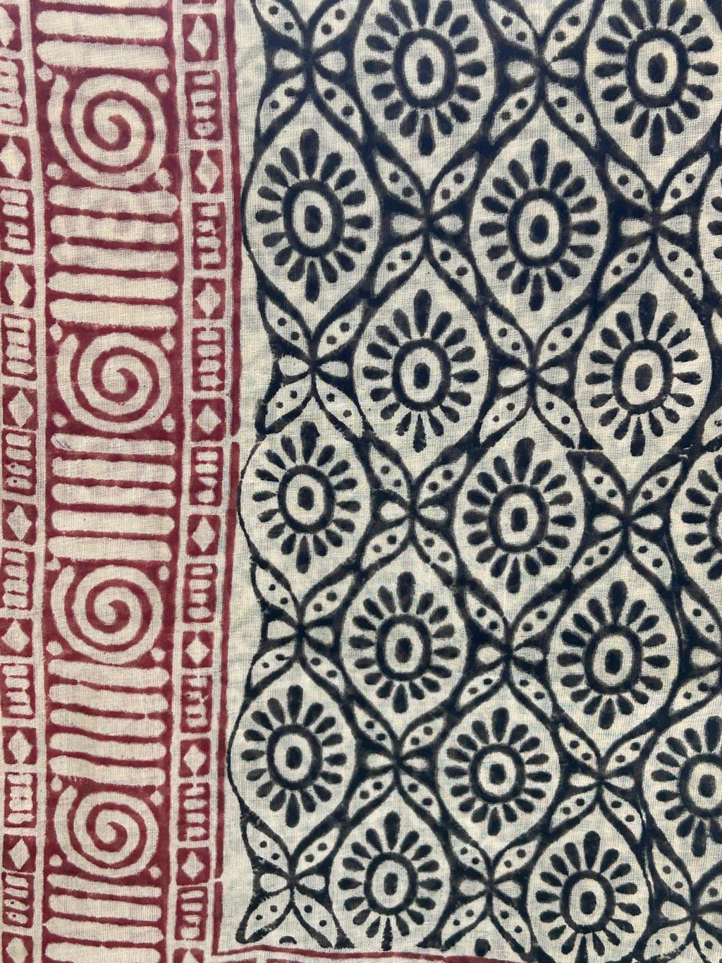 Hand Block Printed Cotton Sarong: Beach Wrap, Swim Cover-Up