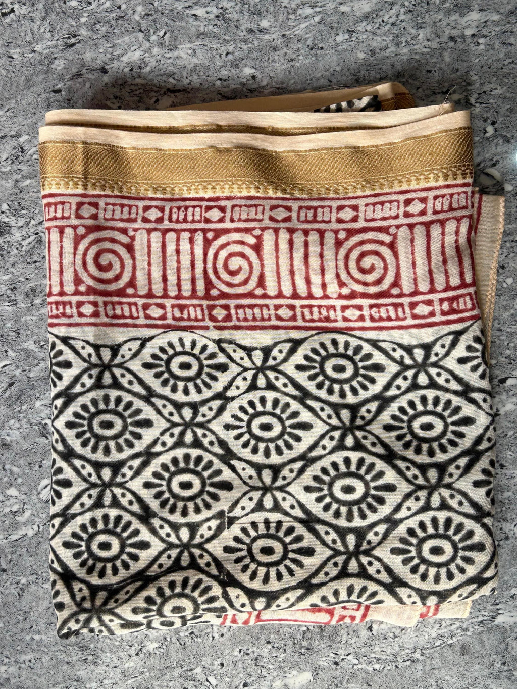 Hand Block Printed Cotton Sarong: Beach Wrap, Swim Cover-Up