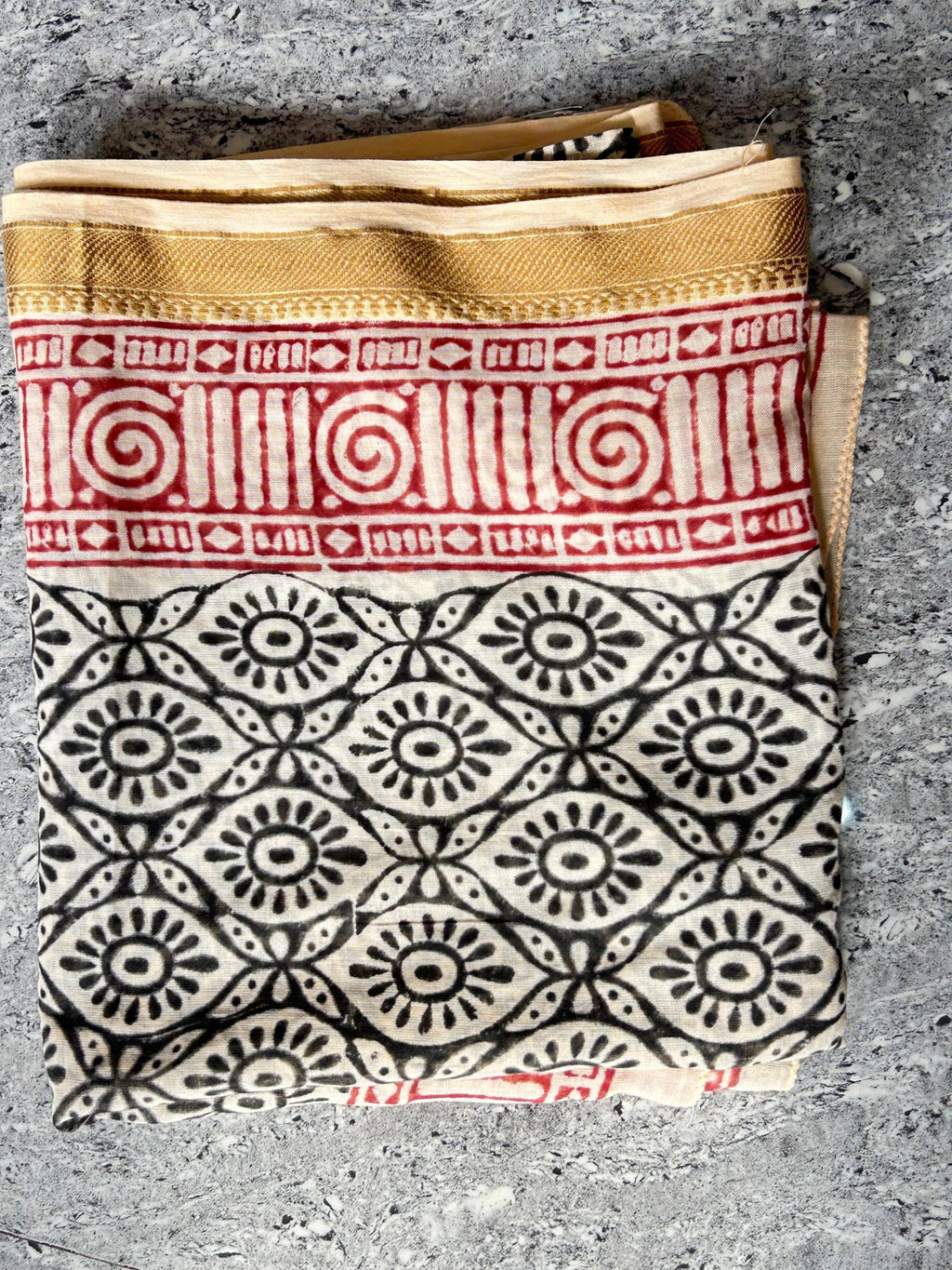 Hand Block Printed Cotton Sarong: Beach Wrap, Swim Cover-Up