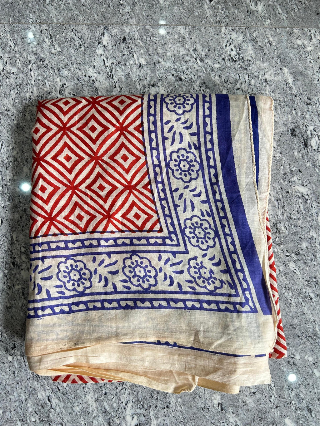 Hand Block Printed Cotton Sarong: Beach Wrap, Swim Cover-Up