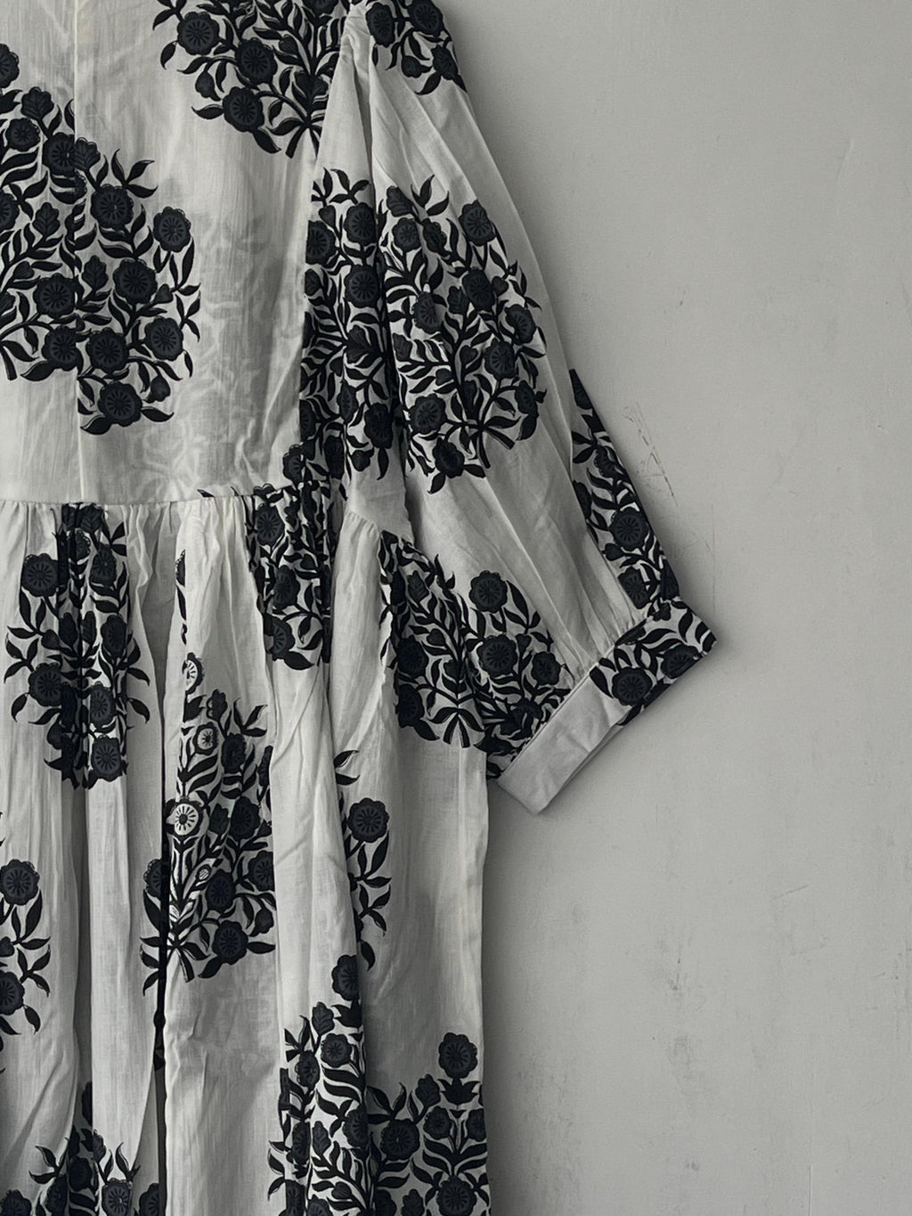 Hand Block Printed Cotton Gauze Dress: Bohemian Tunic Gown