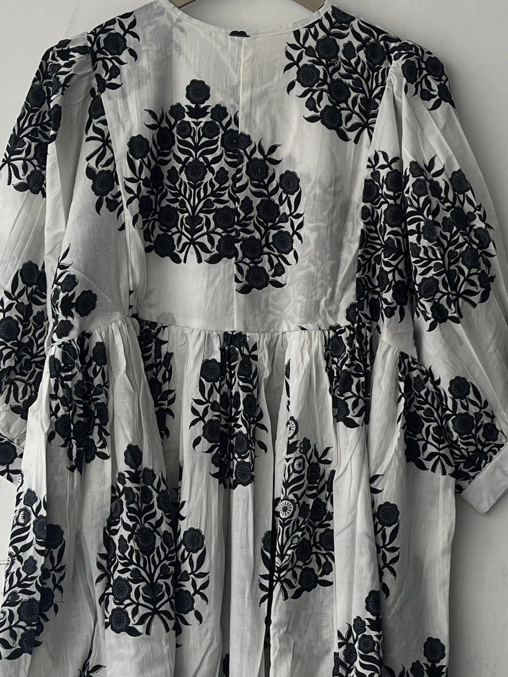 Hand Block Printed Cotton Gauze Dress: Bohemian Tunic Gown