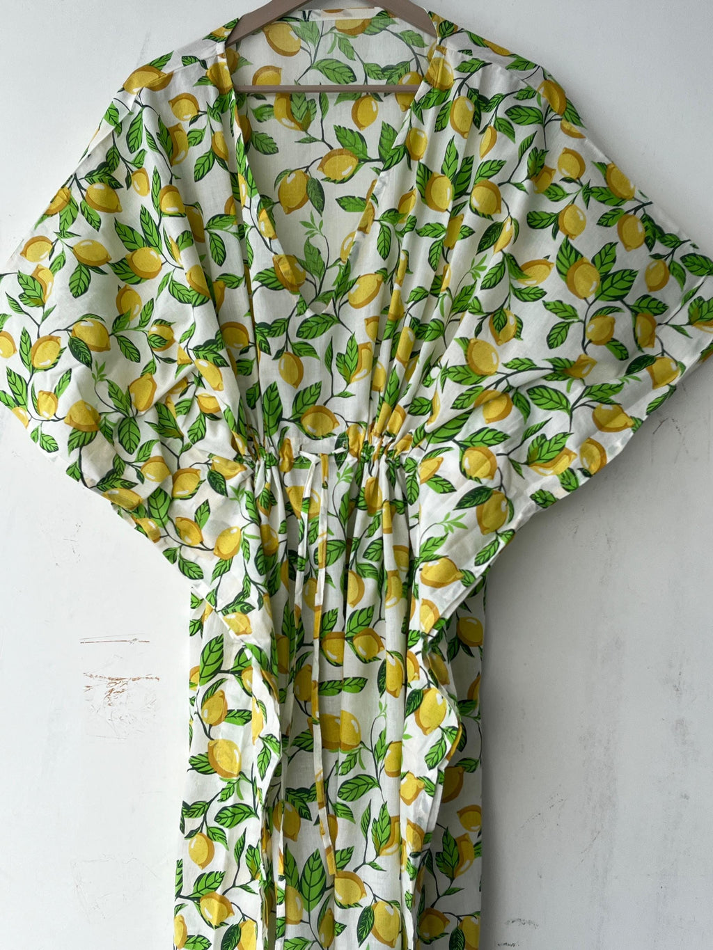 Floral Print Cotton Kaftan Dress: Hand Block Indian Beach Cover-Up