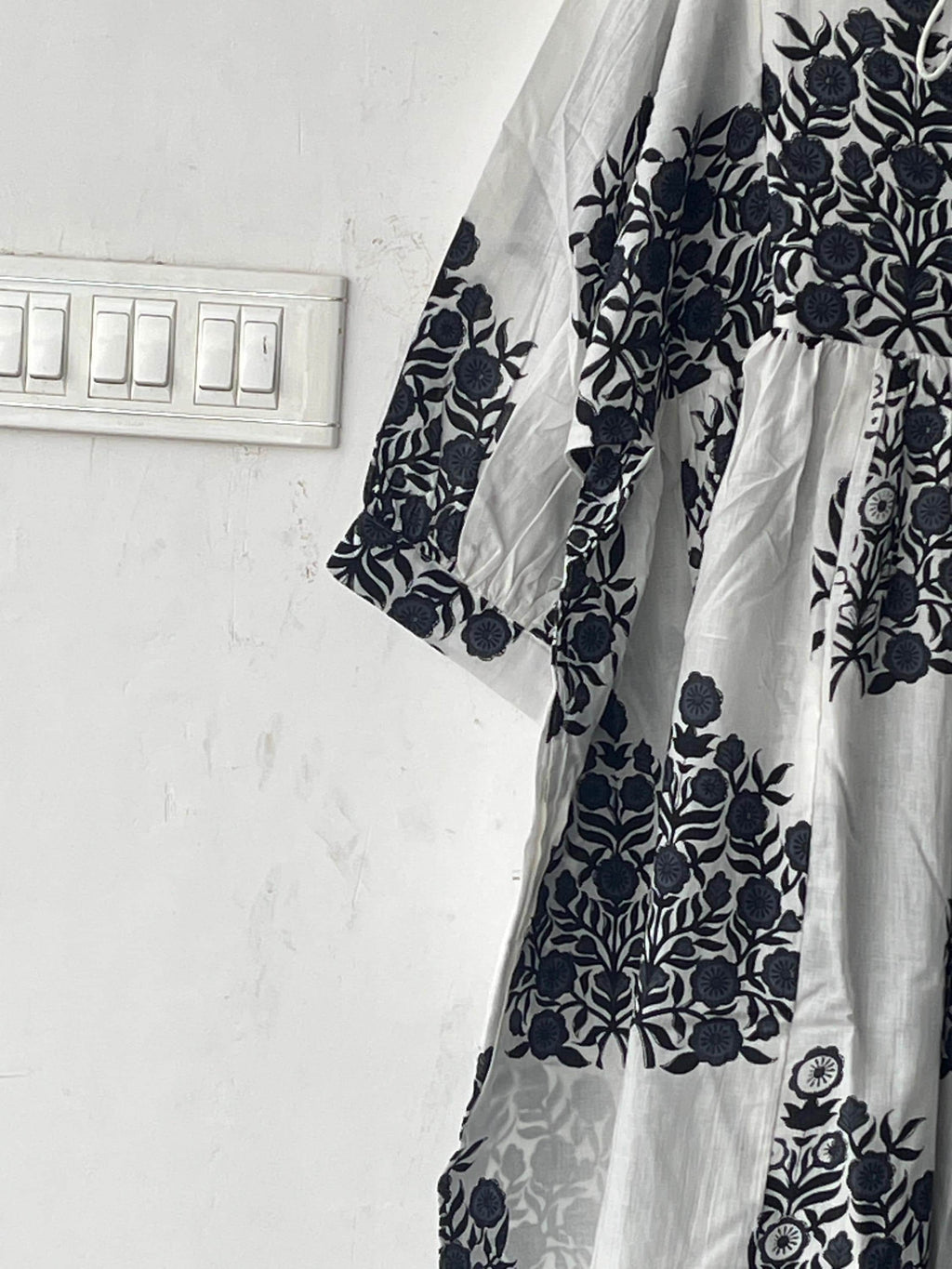 Hand Block Printed Cotton Gauze Dress: Bohemian Tunic Gown