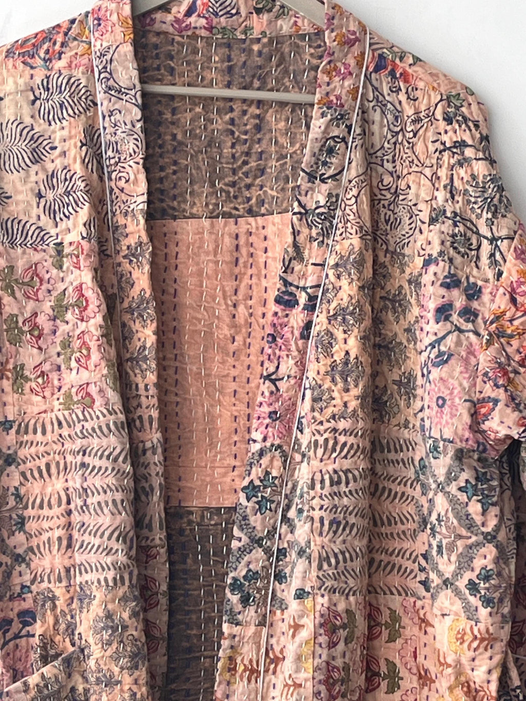 Handcrafted Kantha Kimono Robe: Bohemian Patchwork Cotton Jacket