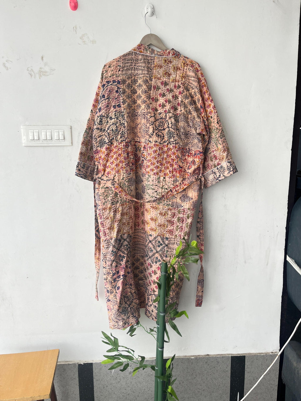 Handcrafted Kantha Kimono Robe: Bohemian Patchwork Cotton Jacket