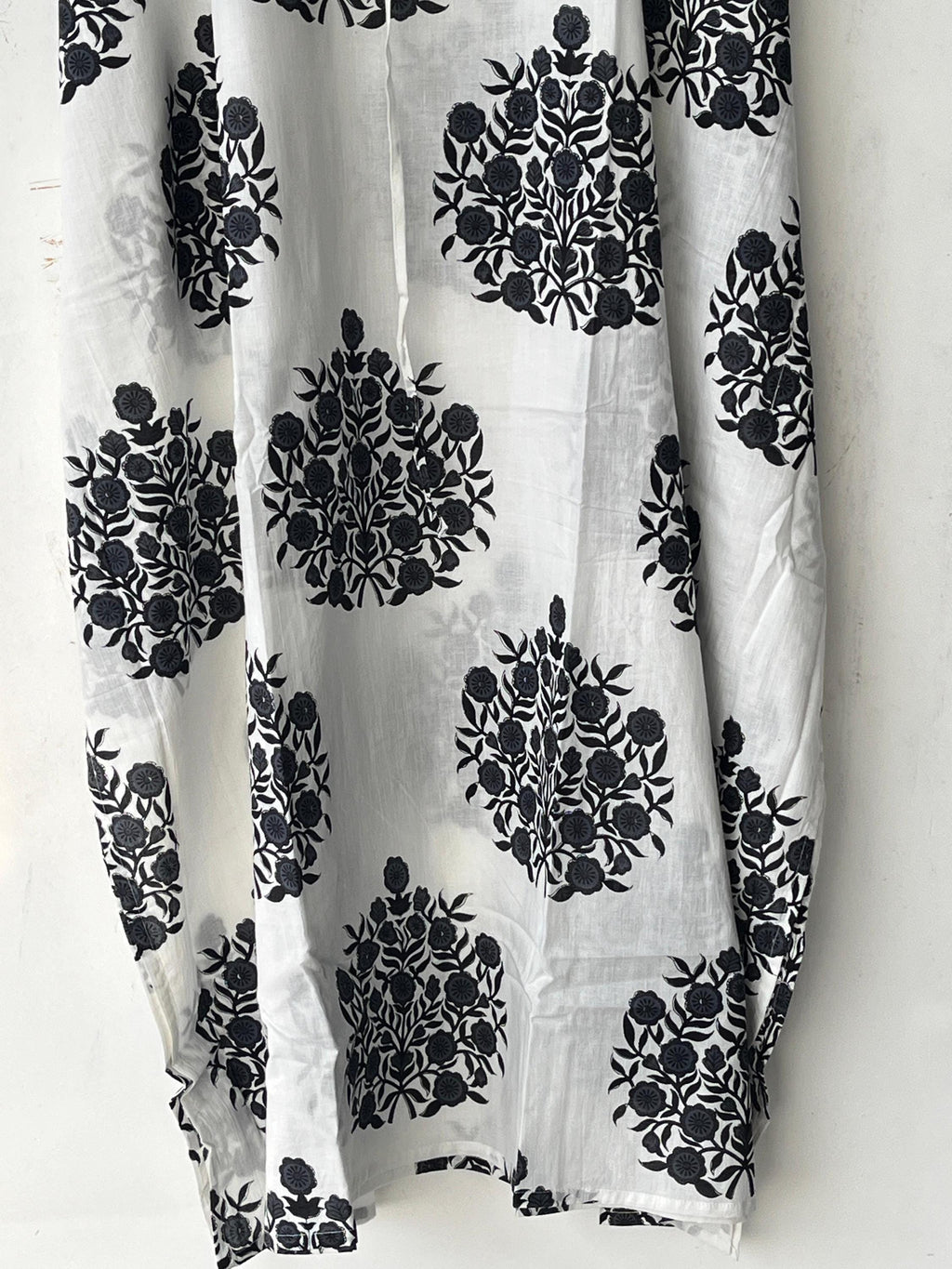 Floral Print Cotton Kaftan Dress: Indian Block Print Beach Cover-Up