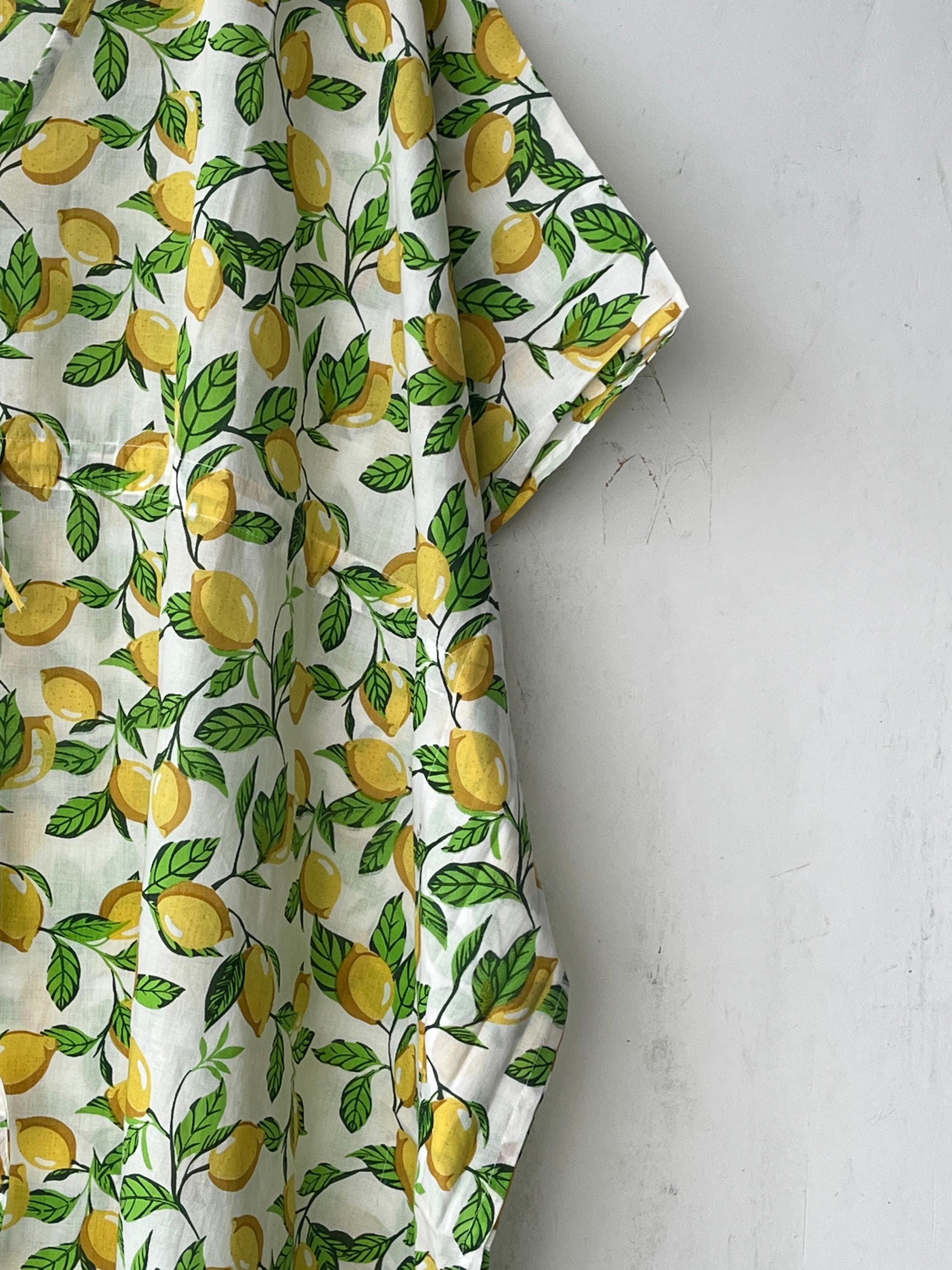 Floral Print Cotton Kaftan Dress: Hand Block Indian Beach Cover-Up