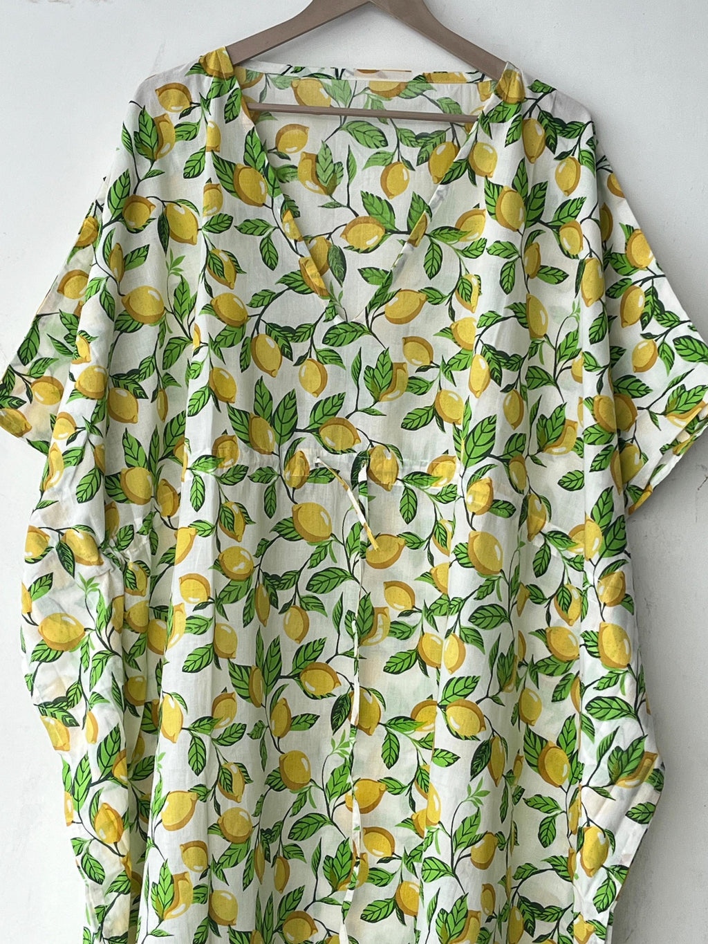 Floral Print Cotton Kaftan Dress: Hand Block Indian Beach Cover-Up