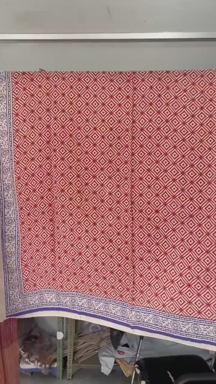 Hand Block Printed Cotton Sarong: Beach Wrap, Swim Cover-Up