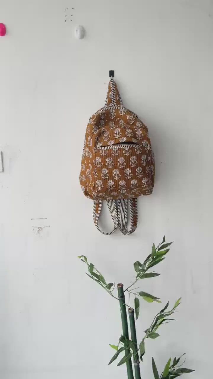 Quilted Patchwork Cotton Laptop Backpack: Reversible Tote Bag