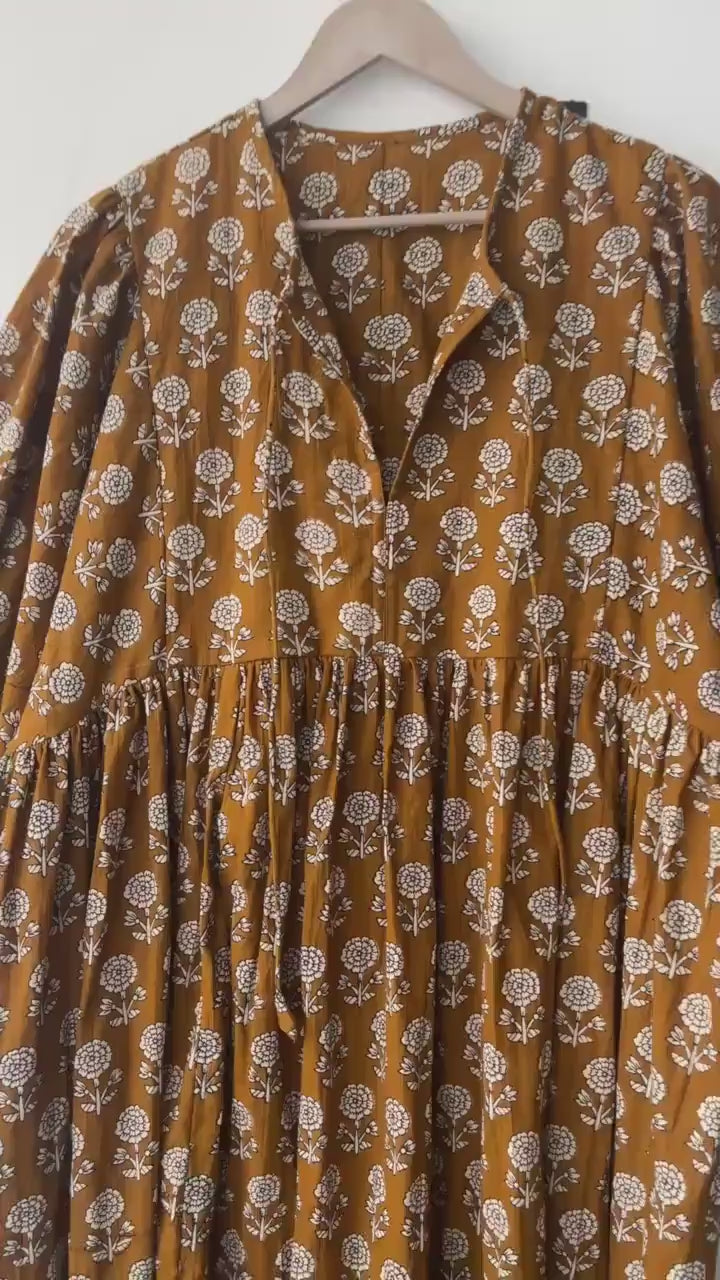 Floral Block Print Cotton Dress: Soft Summer Tunic